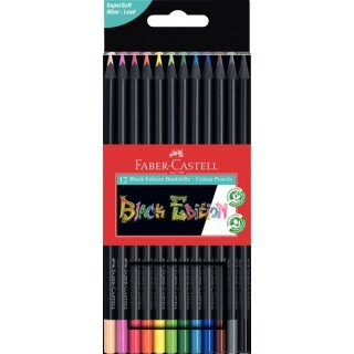 Buntstifte Black Edition, 12er Kartonetui, Dreikant, sortiert