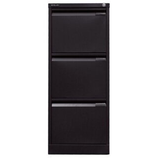 Hängeregistraturschrank, einbahnig, DIN A4, 3 HR-Schubladen, Farbe schwarz, abschließbar, Maße (HxBxT): 1.016 x 413 x 622 mm