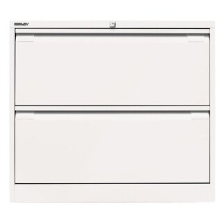 Hängeregistraturschrank, doppelbahnig, DIN A4, 2 HR-Schubladen, Farbe verkehrsweiß, abschließbar, Maße (HxBxT): 711 x 800 x 622 mm