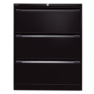 Hängeregistraturschrank, doppelbahnig, DIN A4, 3 HR-Schubladen, Farbe schwarz, abschließbar, Maße (HxBxT): 1.016 x 800 x 622 mm