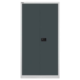 Flügeltürenschrank Universal, 3 Fachböden, 4 OH, Farbe Korpus lichtgrau, Türen anthrazitgrau, abschließbar, Maße (HxBxT): 1.806 x 914 x 400 mm
