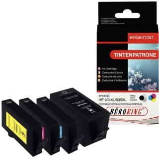 Multipack 4 Farben für HP,  ersetzt HP 934XL/935XL, Inhalt 1x 45 ml, 3x 12 ml