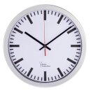 DCF-Funkwanduhr, Bahnhof, silber, Durchmesser: 30 cm