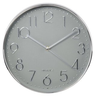 Wanduhr, Elegance, silber / grau, geräuscharm, Durchmesser: 30 cm