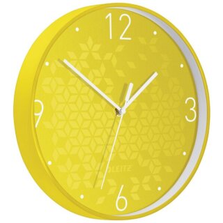 Wanduhr WOW gelb, Ø 30 cm, Quarzlaufwerk, 3 Zeiger (Stunde, Minute, Sekunde)
